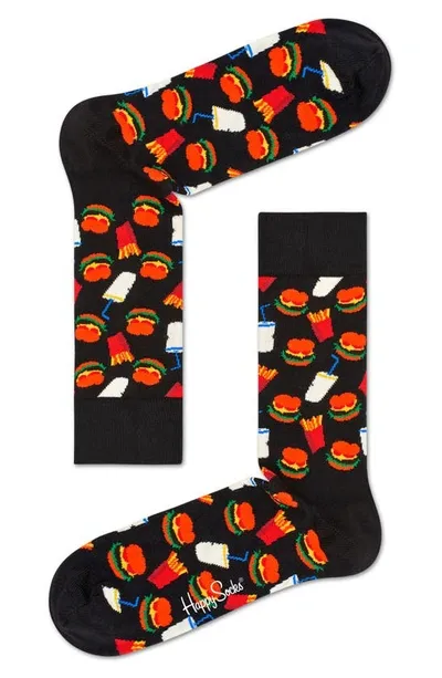 Happy Socks Hamburger Socks In Black