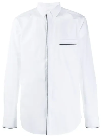 Fendi Contrasting Trim Buttoned Shirt In White