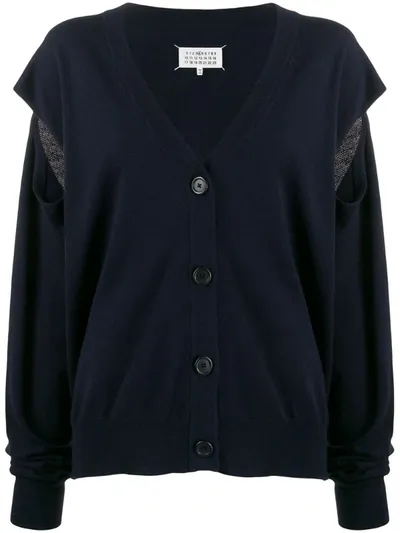 Maison Margiela Slit Sleeve Cardigan In Blue