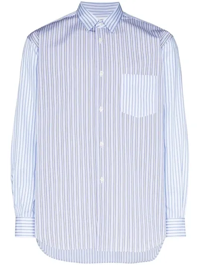 Comme Des Garçons Shirt Front Pocket Cotton Striped Shirt In Blue