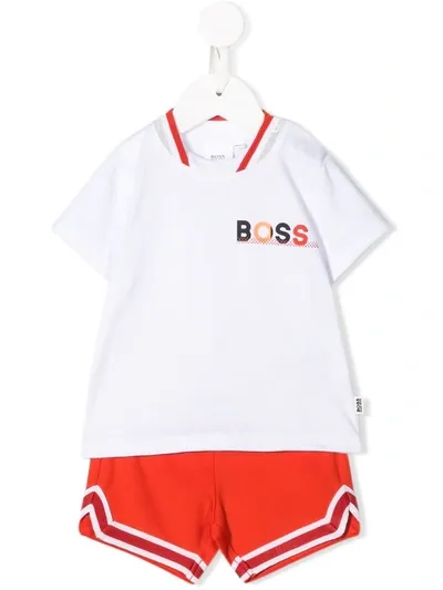 Hugo Boss Babies' Striped Trim Two-piece Set In White