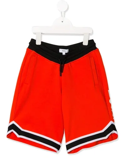 Hugo Boss Kids' Notched Drawstring Shorts In Orange