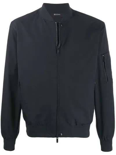 Z Zegna Slim-fit Bomber Jacket In Blue