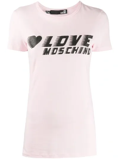 Love Moschino Logo Print T-shirt In Pink