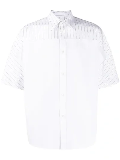 Maison Margiela Short-sleeved Pinstripe Shirt In White