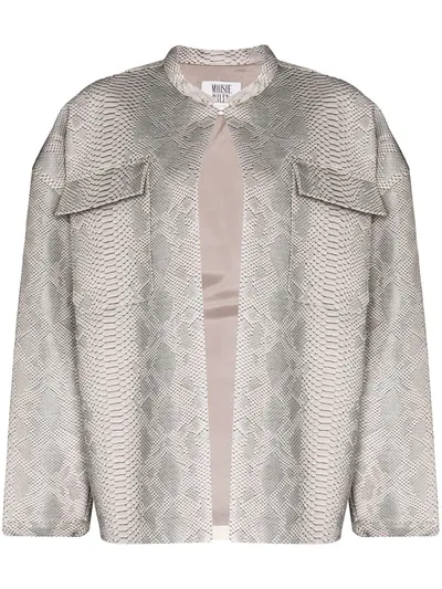 Maisie Wilen Oversized Snake-print Leather Jacket In Grey