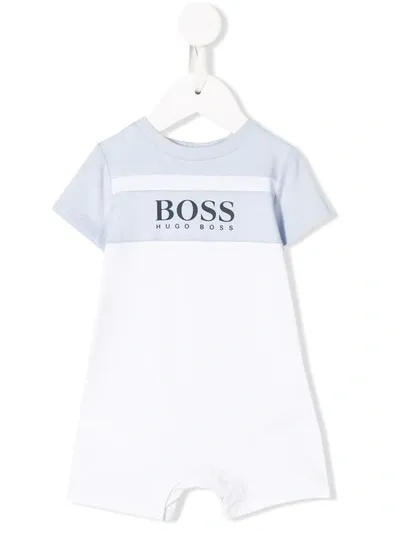 Hugo Boss Babies' Striped Logo Printed Body In Blue