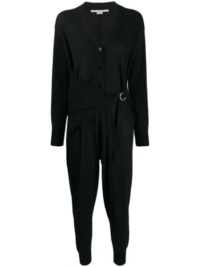 Stella Mccartney V-neck Long-sleeved Jumpsuit In Black