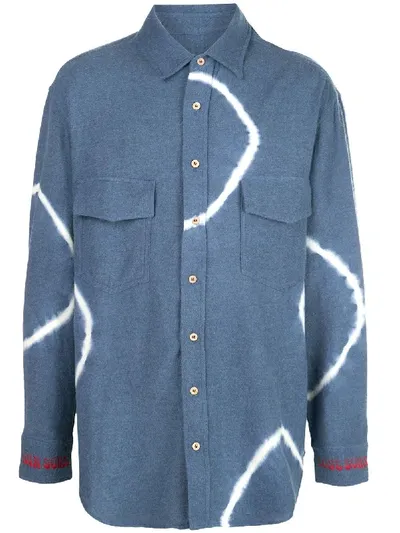 The Elder Statesman Win Some Tie-dye Cashmere-fleece Shirt In Blue