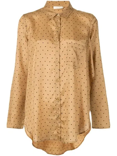 Mes Demoiselles Boy Relaxed Polka-dot Silk Shirt In Beige,black