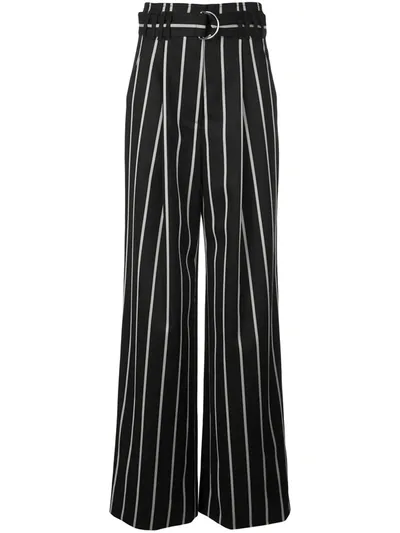 Proenza Schouler High Waisted Striped Pants In Black