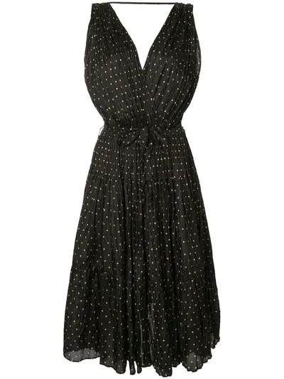 Mes Demoiselles Balsan Polka-dot Crinkled-silk Midi Dress In Black