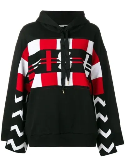 Stella Mccartney Jacquard-knit Wool-paneled French Cotton-terry Hoodie In Black