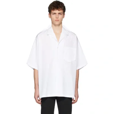 Maison Margiela Oversized Raw-edged Cotton-poplin Shirt In White