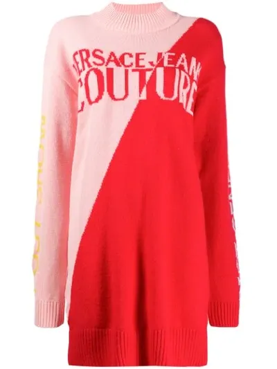 Versace Jeans Couture Branded Oversized Sweatshirt In Pink