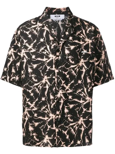 Msgm Cracked Print Shirt In Black