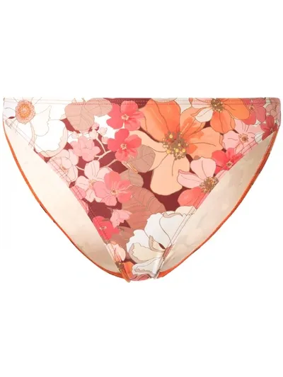 Peony Floral Bikini Bottoms In Orange