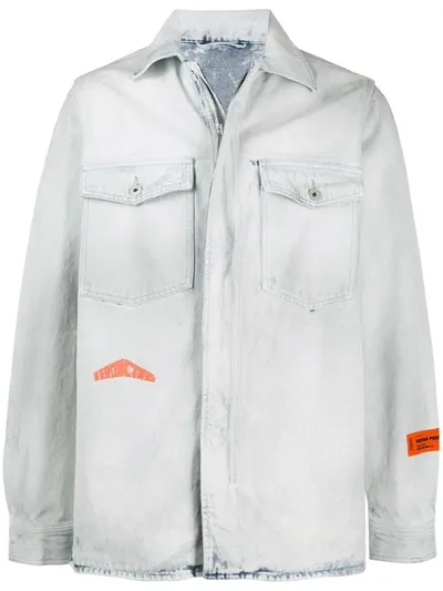 Heron Preston Logo Patch Denim Jacket In White