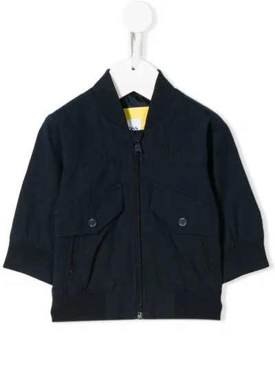 Hugo Boss Babies' Front-pocket Bomber Jacket In Blue