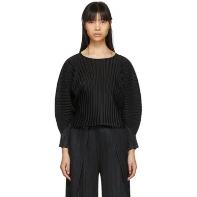 Issey Miyake Pleated Dolman Sleeve Top In 15 Black