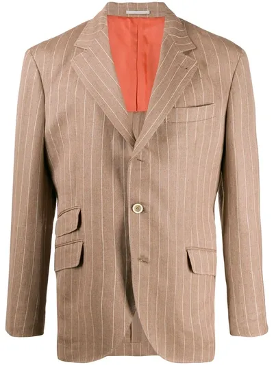 Brunello Cucinelli Pinstripe Blazer In Brown