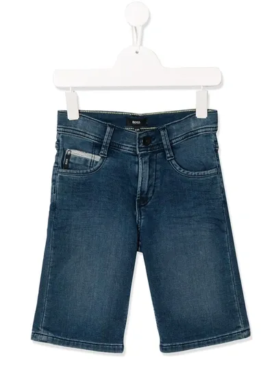 Hugo Boss Kids' Stonewashed Denim Shorts In Blue