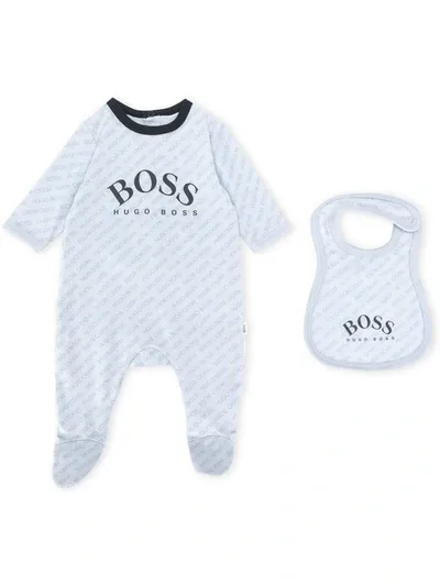 Hugo Boss Logo Print Babygrow Set In Blue