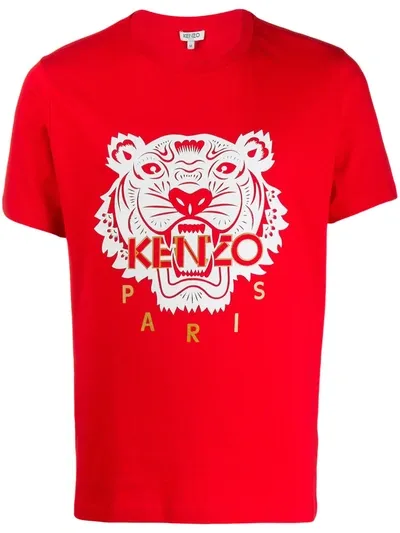 Kenzo Tiger Printed T-shirt In Red