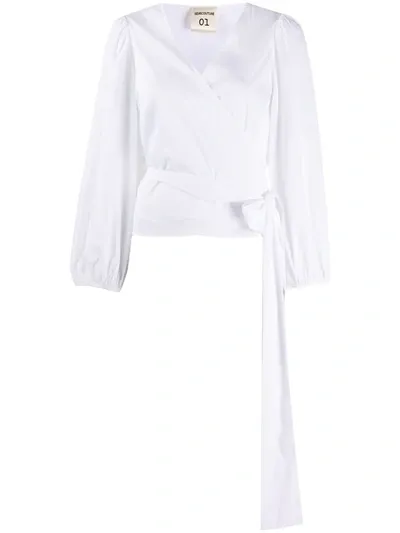 Semicouture V-neck Wrap Blouse In White