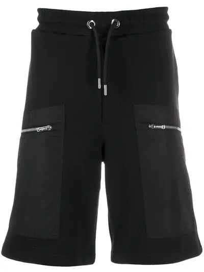 Les Hommes Contrasting Pocket Track Shorts In Black