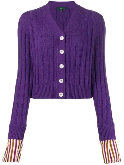 Jejia Striped Cuff Cardigan In Purple