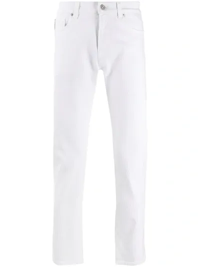 Versace Logo Patch Slim-fit Jeans In White