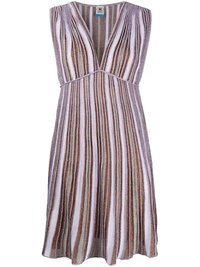 M Missoni Striped Metallic-knit Dress In Purple