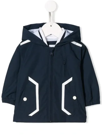 Hugo Boss Babies' Contrast-trimmed Hooded Jacket In Blue