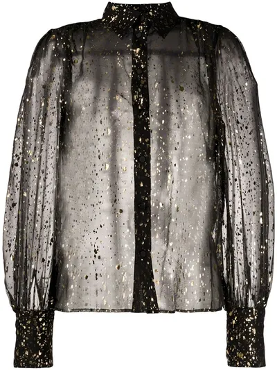 Msgm Glitter Effect Shirt In Black