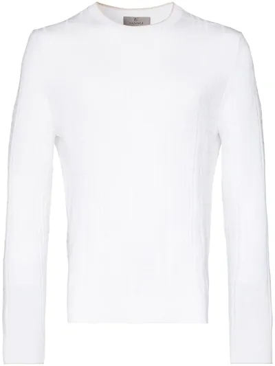 Canali Classic Fit Cotton Crewneck Sweater In White