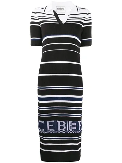 Iceberg Striped T-shirt Dress In Black