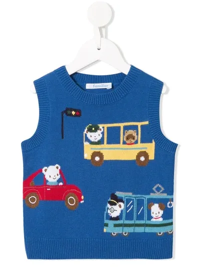 Familiar Kids' Embroidered Sleeveless Jumper In Blue