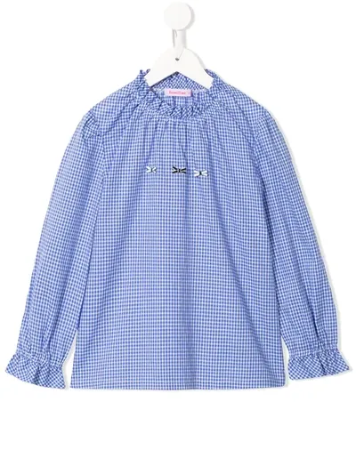 Familiar Kids' Gingham Check Blouse In Blue