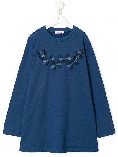 Familiar Kids' Bow Detail Flared T-shirt In Blue