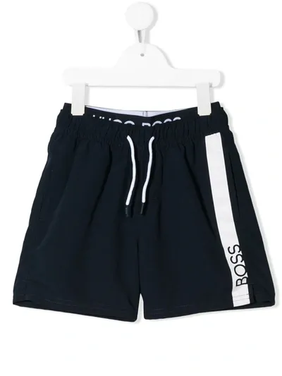 Hugo Boss Kids' Drawstring Swim Trunks In Blue