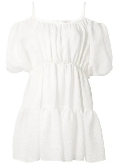 Goen J Balloon-sleeved Tiered Mini Dress In White