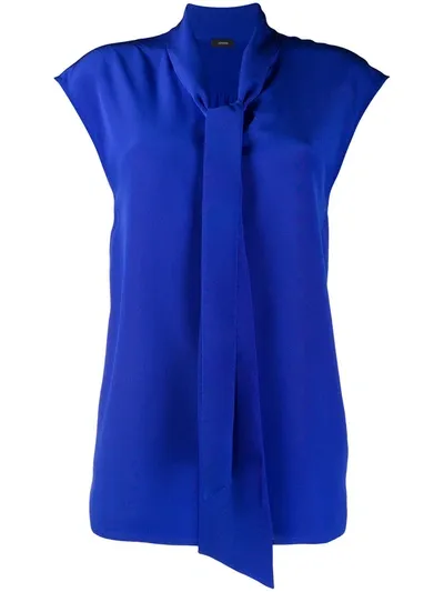 Joseph Sleeveless Neck-tied Blouse In Blue