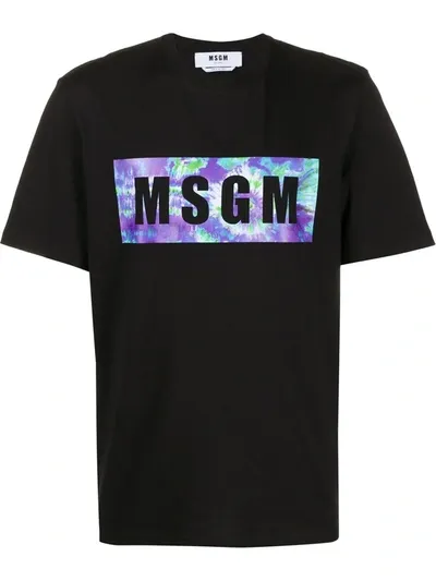 Msgm Logo Print T-shirt In Black