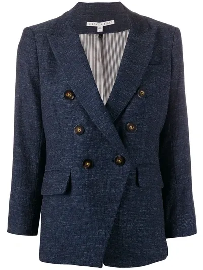 Veronica Beard Empire Herringbone Wool Blend Dickey Jacket In Denim