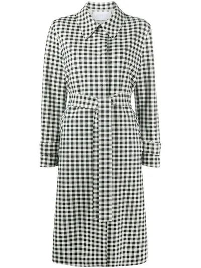 Harris Wharf London Gingham Patterned Belted Coat In Black