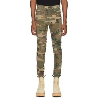 R13 Camouflage Print Slim-fit Trousers In Green Camo