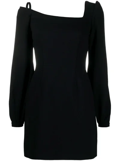 Racil Debbie One-shoulder Balloon-sleeve Crepe Dress In Black