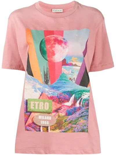 Etro Mountain Print T-shirt In Pink