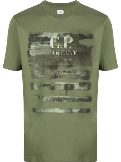 C.p. Company Brush Stroke Logo-print T-shirt In Green